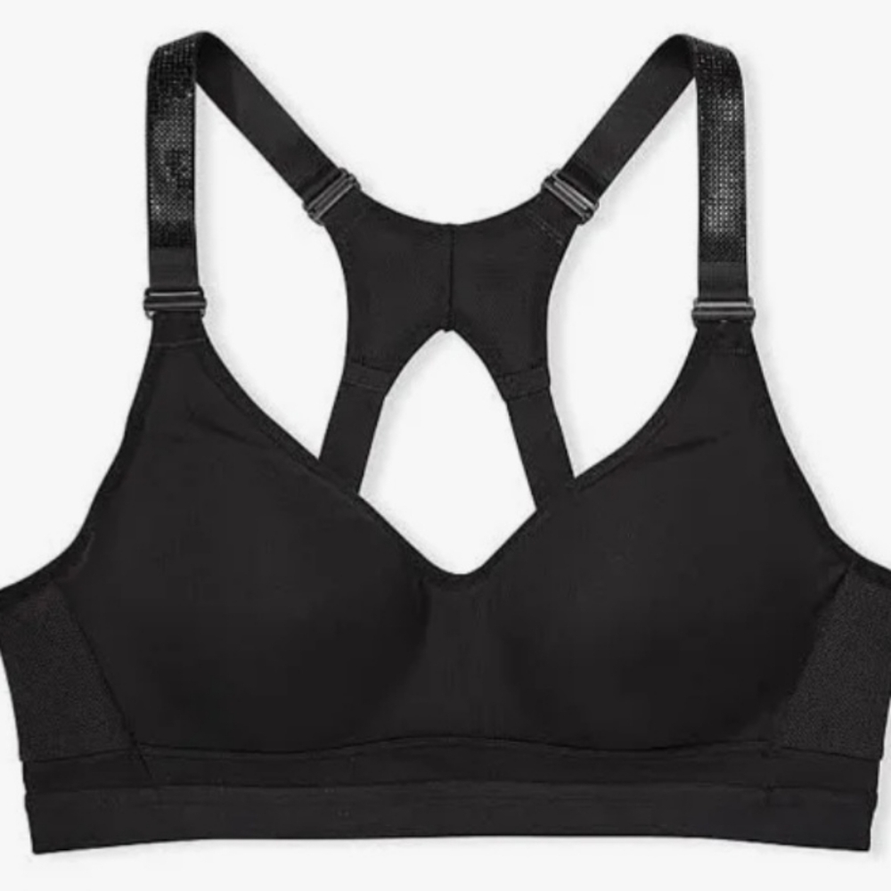 34D 34D3 38D Victoria's Secret Shine Strap Incredible Plunge Sports Bra Black
